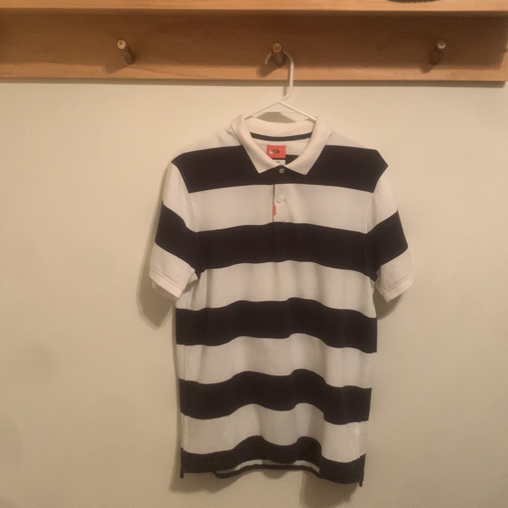 Nike Men's The Polo Striped Polo Black White